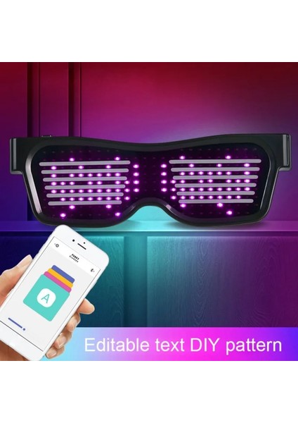 Uygulama Kontrolü 4 Renk USB Şarjı Çok Renkli Parti LED Gözlükleri Disko Şarap Barı Dinamik Yanıp Sönen LED Gözlük, Övgüler Bluetooth App Özelleştirilebilir Işıklandırma (Yurt Dışından)