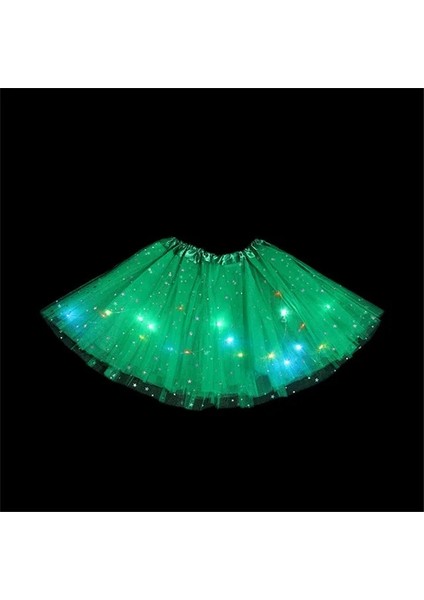 Yeşil LED Tül Tutu Etekler Light Up Etek Tutuş Kız Kadın Tüy Hairband Işıklı Bale Dans Eteği Cosplay Karanlıkta Glow Parti (Yurt Dışından)