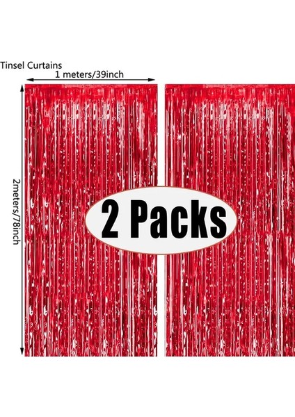 Kırmızı 2 Paket 1x2 M Pembe Metalik Folyo Tinsel Saçak Perde Zemin Doğum Günü Düğün Bekarlığa Veda Partisi Dekorasyon Yetişkin Yıldönümü (Yurt Dışından)