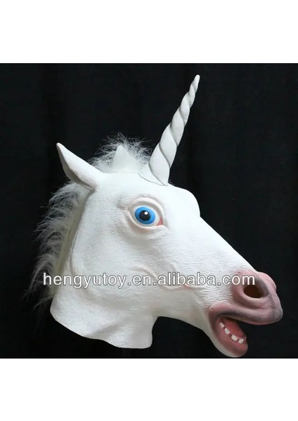 Beyaz Unicorn Hayvan Komik Maske At Unicorn Maskesi Türkiye Tavuk Kurbağa Köpek Maskeleri Parti Kostüm Partisi Lateks Hayvan Kafa Maskesi Başlık Sahne (Yurt Dışından)