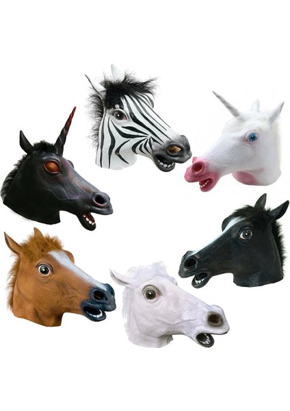 Beyaz Unicorn Hayvan Komik Maske At Unicorn Maskesi Türkiye Tavuk Kurbağa Köpek Maskeleri Parti Kostüm Partisi Lateks Hayvan Kafa Maskesi Başlık Sahne (Yurt Dışından)
