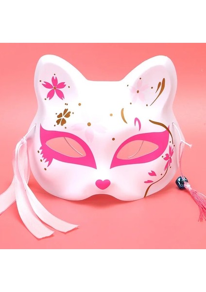 Pembe Yapraklı Tilki Yeni Anime Tilkiler Maskesi Japon Cosplay Rave El-Boyalı Karikatür Şeytan Avcısı Yarım Yüz Kedi Maskeleri Masquerade Festivali Parti Sahne (Yurt Dışından)