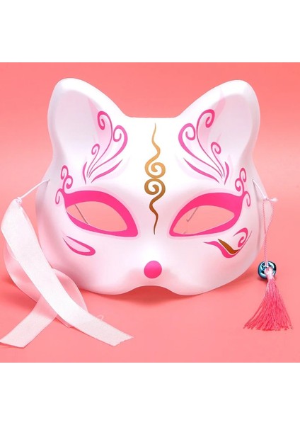 Pembe Yapraklı Tilki Yeni Anime Tilkiler Maskesi Japon Cosplay Rave El-Boyalı Karikatür Şeytan Avcısı Yarım Yüz Kedi Maskeleri Masquerade Festivali Parti Sahne (Yurt Dışından) modelleri