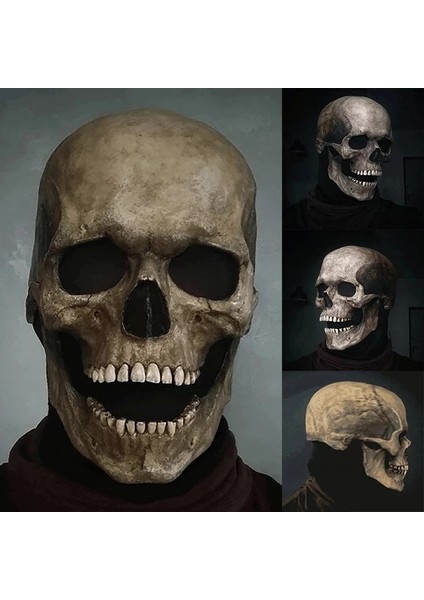 E Tam Kafa Kafatası Maskesi Maskesi Cadılar Bayramı Kostüm Korku Kötü Görev Maskesi Kask Lateks Başlık Sahne Korkunç Maskeler (Yurt Dışından)