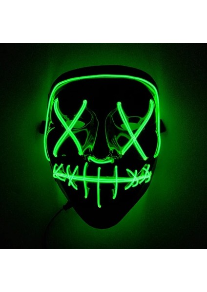 Limon Yeşili Korku Cadılar Bayramı LED Maske LED Neon Işıklı Maske Kostüm Festivali Cosplay Dj Parti Işıklı Maskeleri Seçim Tasfiye Maskara Maskesi (Yurt Dışından)