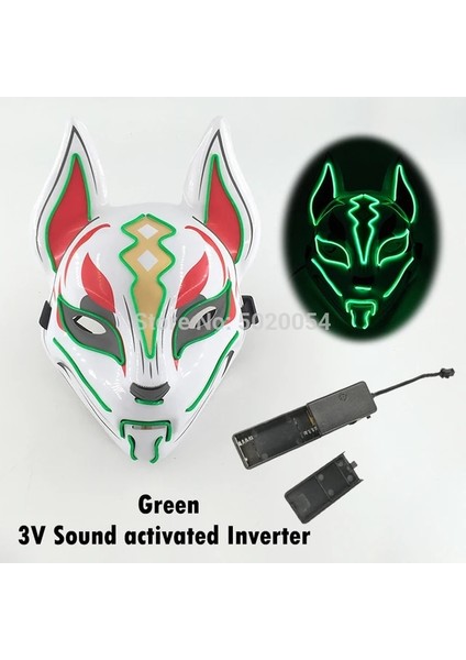 Yeşil 2 Yeni Aydınlık Cadılar Bayramı Partisi Maskesi El Tel Parlayan Maske Japon Anime Cosplay LED Kostüm Karnaval Parti Malzemeleri Için Tilki Maskesi (Yurt Dışından) fiyatları