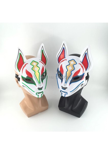 Yeşil 2 Yeni Aydınlık Cadılar Bayramı Partisi Maskesi El Tel Parlayan Maske Japon Anime Cosplay LED Kostüm Karnaval Parti Malzemeleri Için Tilki Maskesi (Yurt Dışından) indirimleri