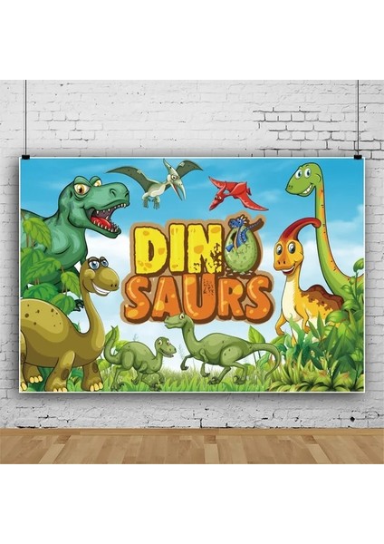 Bir Karikatür Dinozor Arka Plan Bez Parti Dekor Vahşi Dino Zemin Jungle Safari Rawr Mutlu Doğum Günü Partisi Dekor Çocuk Boy Favor (Yurt Dışından)
