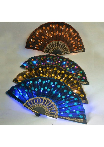 Stil 1 LED Glow Tavuskuşu Çin El Fan Sahne Performansı Gösterisi Işık Doğum Günü Partisi Hediye Düğün Gece Bar Floresan Sahne Cadılar Bayramı (Yurt Dışından)