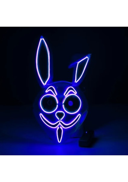 Mavi LED Kızdırma Ferank Uzun Katlanmış Kulaklar Tavşan Kızdırma Maskesi Anime Çünkü Sahne Kedi Yüz Tilki Cadılar Bayramı (Yurt Dışından)