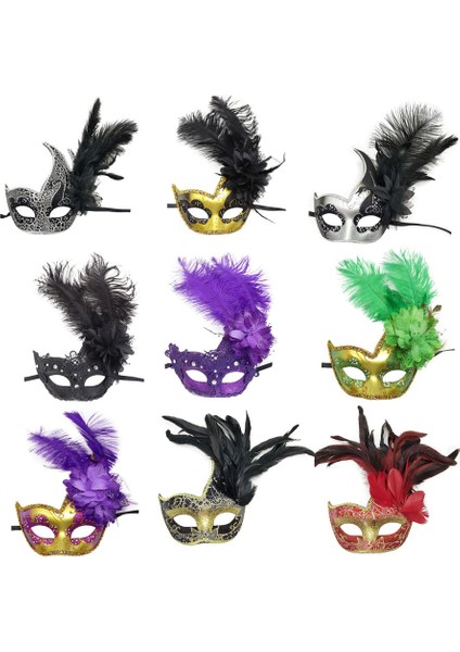 11 Kadın Kızlar Masquerade Tüy Parti Maskeleri Venedik Balo Balo Mardi Gras Cadılar Bayramı Noel Düğün Doğum Günü Hediyesi Maske (Yurt Dışından) modelleri