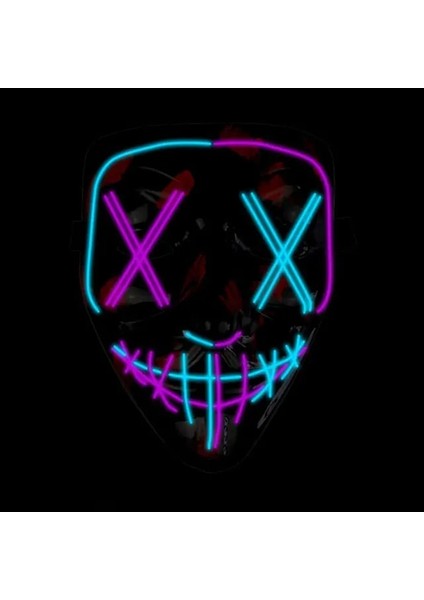 A-42 Aydınlık LED Anonim Yüz Tasfiye Maskesi Cosplay Parti Malzemeleri Parlayan El Tel Hacker Maskesi Cadılar Bayramı Neon Işık Korkunç Maskara (Yurt Dışından) fiyatları