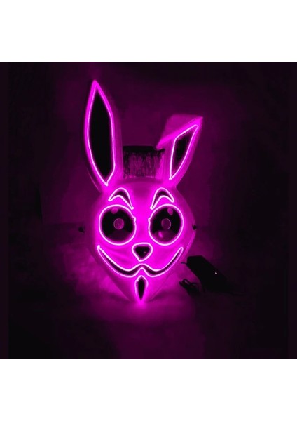 Pembe LED Kızdırma Ferank Uzun Katlanmış Kulaklar Tavşan Kızdırma Maskesi Anime Çünkü Sahne Kedi Yüzü Tilki Cadılar Bayramı (Yurt Dışından)