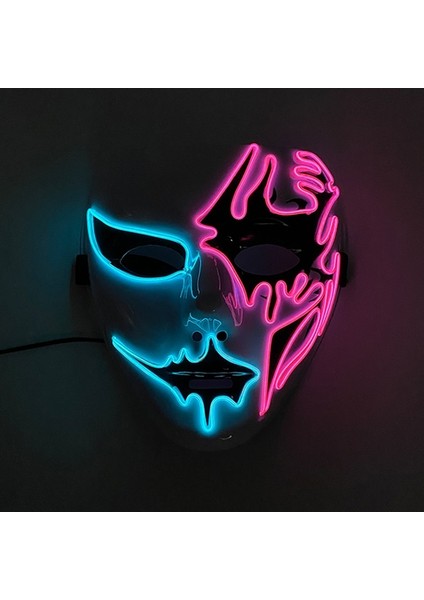 Çok Renkli 5 Cadılar Bayramı Cosplay Parti El Neon Maske Light Up LED Maske Dj Parti Korkunç Maske Cadılar Bayramı Kostüm Dekorasyon Karanlıkta Glow (Yurt Dışından)