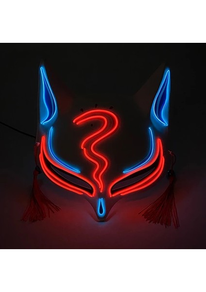 13 Aydınlık Japon Neon Işık Tilki Maskesi Anime Cosplay Parti Maskesi Gece Kulübü Için Karanlıkta Yanıp Sönen Kitsune Maskesi (Yurt Dışından)