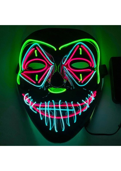 Maske 3 Cadılar Bayramı Maskesi Karışık Renkli LED Maske Parti Maskesi Masquerade Maskeleri Neon Maske Karanlıkta Işık Glow Korku Maskesi Parlayan Masker (Yurt Dışından) modelleri