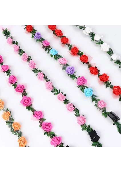 1 Adet Derin Pembe Parlayan Çiçek Taç Bandı LED Işık Düğün Çelenk Çelenk Dekorasyon Kadın Kız Doğum Günü Partisi Favor Aydınlık Saç Hairband (Yurt Dışından) fiyatları