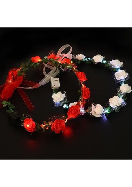 1 Adet Derin Pembe Parlayan Çiçek Taç Bandı LED Işık Düğün Çelenk Çelenk Dekorasyon Kadın Kız Doğum Günü Partisi Favor Aydınlık Saç Hairband (Yurt Dışından) indirimleri