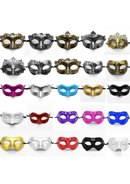 Stil 7 20 Adet Kadın Erkek Masquerade Maskesi Balo Retro Desen Düz Renk Maskeleri Mardi Gras Kostüm Partisi Paskalya Düğün Doğum Günü Cadılar Bayramı (Yurt Dışından) fiyatları