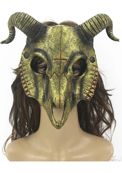 Altın 2022 Keçi Maskesi Cadılar Bayramı Partisi Pu Hayvan Maskesi Kişiselleştirilmiş Şenlikli Balo Giydirme (Yurt Dışından) indirimleri