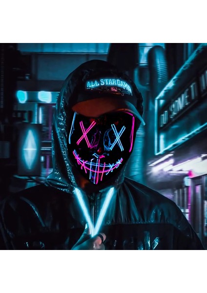3buz Mavisi ve Pembe 2022 Cadılar Bayramı Maskesi LED Işık Up Maske Festival Cosplay Cadılar Bayramı Kostüm Masquerade Partileri Için Korkunç Maske, Karnaval, Hediye (Yurt Dışından) indirimleri