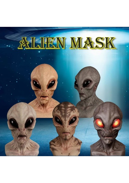 Stil 4 Cadılar Bayramı Uzaylı Maskesi Korkunç Korkunç Büyük Gözler Korku Uzaylı Maskesi Tam Kafa Lateks Maske Sihirli Maske Canavar Maskesi Mondkapjes (Yurt Dışından)