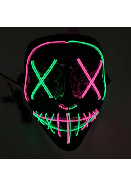 A-1 Aydınlık LED Anonim Yüz Tasfiye Maskesi Cosplay Parti Malzemeleri Parlayan El Tel Hacker Maskesi Cadılar Bayramı Neon Işık Korkunç Maskara (Yurt Dışından)