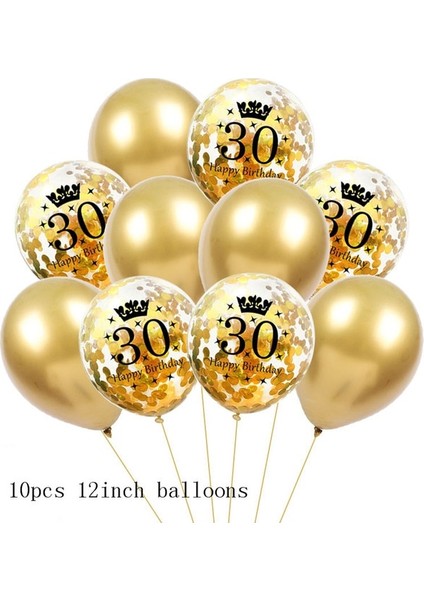 10 Adet 30 Balon Seti Siyah Altın 30 40 50 60 Yıl Doğum Günü Partisi Konfeti Balonu 30. 50. Doğum Günü Partisi Süslemeleri Yetişkin Parti Balon Hava Globos (Yurt Dışından)
