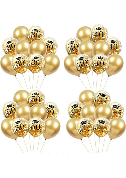 10 Adet 30 Balon Seti Siyah Altın 30 40 50 60 Yıl Doğum Günü Partisi Konfeti Balonu 30. 50. Doğum Günü Partisi Süslemeleri Yetişkin Parti Balon Hava Globos (Yurt Dışından)