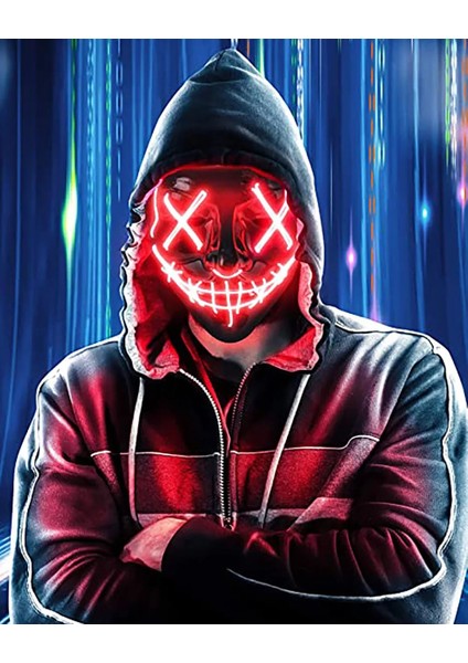 Buz Mavisi LED Cosmask Cadılar Bayramı Neon Maske LED Maske Masque Masquerade Parti Maskeleri Karanlıkta Işık Glow Cadılar Bayramı Cosplay Kostüm Malzemeleri (Yurt Dışından) indirimleri