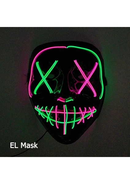 2 Renk 2 Korku Cadılar Bayramı LED Maske LED Neon Işık Up Maske Kostüm Festivali Cosplay Dj Parti Işık Up Maskeleri Seçim Tasfiye Maskara Maskesi (Yurt Dışından) fiyatları