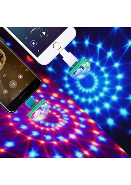 Type-C Adaptör Mini Disko Işığı USB Noel Topu LED Cadılar Bayramı Aydınlık Toplar Bar Balo Salonu Flaş Neon Işıkları Ev Partisi Rave Parlayan Yeni Yıl (Yurt Dışından)
