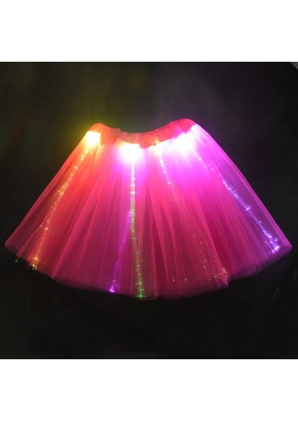 Gençler Veya Kadınlar Için Gül Kadın Kız Yanıp Sönen LED Işık Up Tül Fiber Optik Tutu Etek Aydınlık Peri Kostüm Doğum Günü Hediyesi Noel Glow Parti (Yurt Dışından)