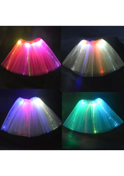 Gençler Veya Kadınlar Için Gül Kadın Kız Yanıp Sönen LED Işık Up Tül Fiber Optik Tutu Etek Aydınlık Peri Kostüm Doğum Günü Hediyesi Noel Glow Parti (Yurt Dışından) fiyatları