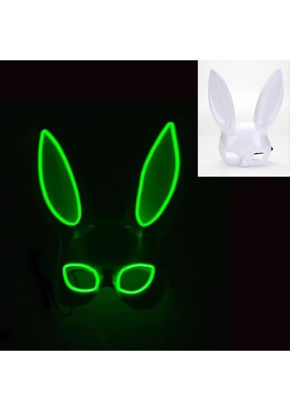 Beyaz Maske Tabanı 4 10 Renk LED Glow Karnaval Kadın Cosplay Masquerade Bunny Maske Neon Sevimli Uzun Kulaklar Tavşan Maskeleri Parti Gece Kulübü Bar Malzemeleri (Yurt Dışından)