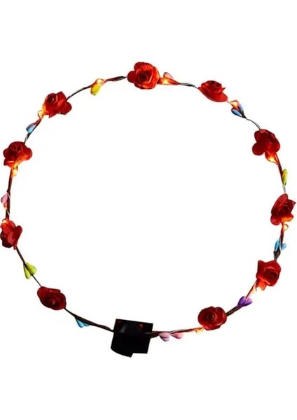Kırmızı LED Işık Çelenk Kız Kadın Doğum Günü Partisi Konser Hairband Prenses Taç Çiçek Çelenk Kafa Bandı Parlayan Işık Saç Aksesuarı (Yurt Dışından)