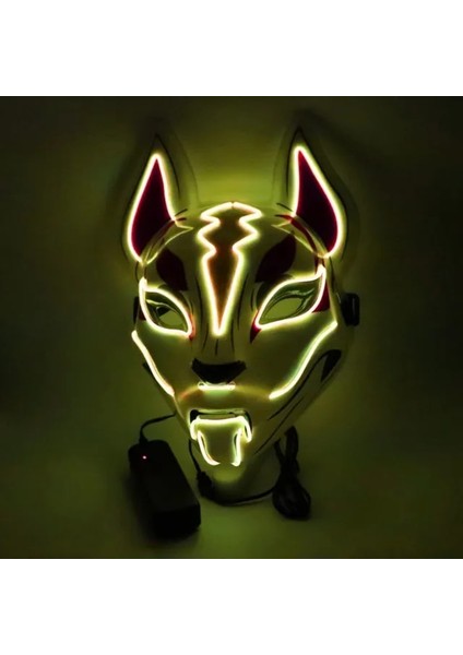 Tilki Sarı Cadılar Bayramı Maskesi Sevimli Kedi Tilki Vendetta El Tel Maske Parlayan Dans Karnaval Parti Maskeleri Için Yanıp Sönen Cosplay LED Neon Kostüm Maskesi (Yurt Dışından)