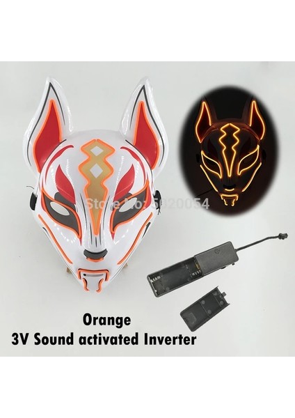 Turuncu 2 Yeni Aydınlık Cadılar Bayramı Partisi Maskesi El Tel Parlayan Maske Japon Anime Cosplay LED Kostüm Tilki Maskesi Karnaval Parti Malzemeleri Için (Yurt Dışından)
