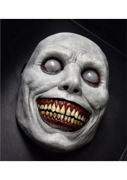 Beyaz Cadılar Bayramı Korku Yüz Kapatma Gülümseyen Beyaz Gözlü Exorcist Şeytanlar Evil Ürpertici Cosplay Korkunç Yüz Maskesi Giyinme Partisi Cosplay Sahne (Yurt Dışından)