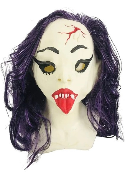 Mor Cadılar Bayramı Partisi Korku Evil Şeytan Lateks Maske Cosplay Kostüm Sahne Korkunç Komik Jester Maskeleri (Yurt Dışından)
