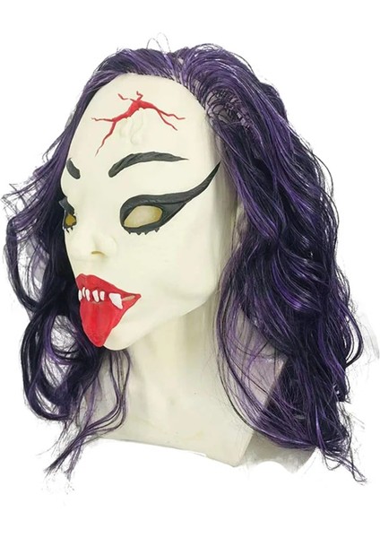 Mor Cadılar Bayramı Partisi Korku Evil Şeytan Lateks Maske Cosplay Kostüm Sahne Korkunç Komik Jester Maskeleri (Yurt Dışından) indirimleri