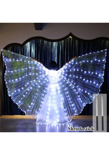 Beyaz Çocuk (110-145 Cm) Oryantal Dans LED Kelebek Kanat Teleskopik Çubuklarla Renkli Isis Kanadı Performans Karnaval Partisi Için Parlayan Işık Kostümü (Yurt Dışından) fiyatları