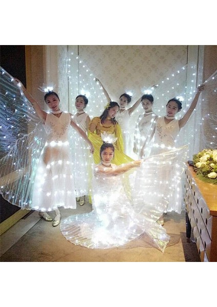 Beyaz Çocuk (110-145 Cm) Oryantal Dans LED Kelebek Kanat Teleskopik Çubuklarla Renkli Isis Kanadı Performans Karnaval Partisi Için Parlayan Işık Kostümü (Yurt Dışından) indirimleri