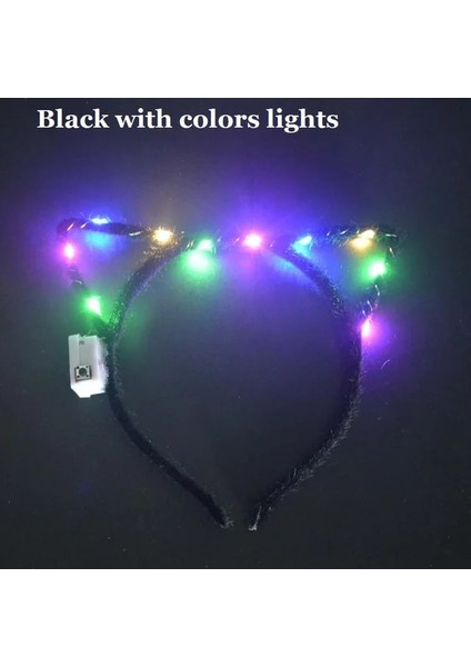 Siyah Kedi 1 Adet Kadın Kız LED Glow Kedi Tavşan Kulak Hairband Light Up Kafa Bandı Çiçek Çelenk Parti Gelin Hediye Doğum Günü Düğün Paskalya (Yurt Dışından)