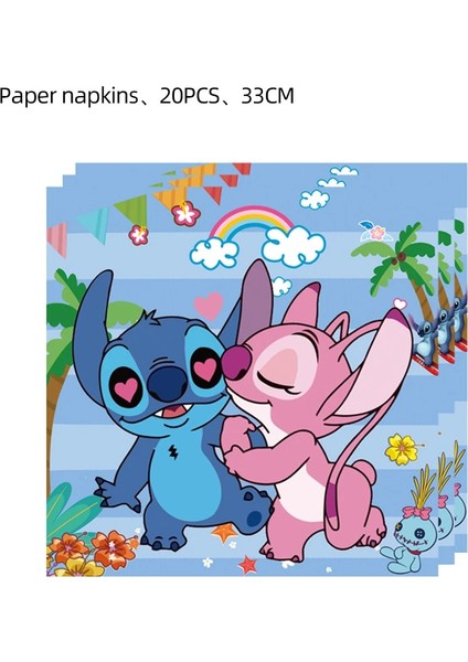 Hediye Keseleri-10 Adet Disney Lilo ve Stitch Doğum Günü Partisi Malzemeleri Karikatür Dikiş Çocuk Süslemeleri Kağıt Tabak Balonlar Sofra Bebek Duş Malzemeleri (Yurt Dışından)