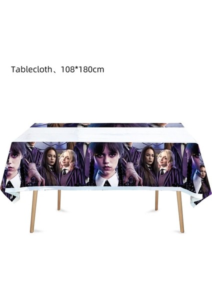 Masa Örtüsü Çarşamba Addams Şeker Kutuları Hediye Kutusu Doğum Günü Partisi Dekorasyon Sofra Banner Balon Zemin Bebek Duş Parti Malzemeleri (Yurt Dışından)