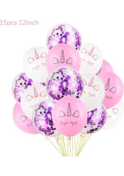15 Adet C 1 Takım Unicorn Parti Balonları Doğum Günü Balon Unicorn Dekorasyon Lateks Konfeti Balon Doğum Günü Partisi Dekorasyon Balonları Çocuklar (Yurt Dışından)
