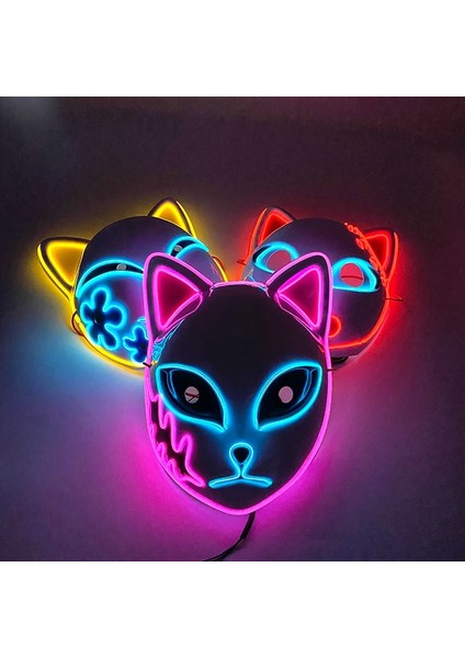 Hiçbir Işık Maskesi 6 Japon Anime Maskeleri LED Parlayan Yüz Maskesi Yetişkin Iblis Avcısı El Neon Maskesi Masquerade Cosplay Kostüm Sahne (Yurt Dışından) fiyatları