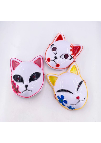 Hiçbir Işık Maskesi 6 Japon Anime Maskeleri LED Parlayan Yüz Maskesi Yetişkin Iblis Avcısı El Neon Maskesi Masquerade Cosplay Kostüm Sahne (Yurt Dışından) fırsatları