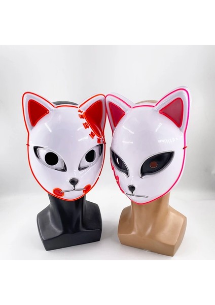 Hiçbir Işık Maskesi 6 Japon Anime Maskeleri LED Parlayan Yüz Maskesi Yetişkin Iblis Avcısı El Neon Maskesi Masquerade Cosplay Kostüm Sahne (Yurt Dışından) indirimleri